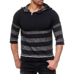 Red Bridge Herren Asymmetrical Special Designer RBC Sweat Kapuzenpullover Hoodie T-Shirt Schwarz