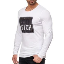 Red Bridge Herren Go Or Stop Pailletten Pullover Sweatshirt Longsleeve Changierend Glänzend Text Manuell Veränderbar Weiß -EA7 Geschaft m2119 white red bridge herren go or stop pailletten pullover sweatshirt longsleeve changierend glaenzend text manuell veraenderbar weiss m21195