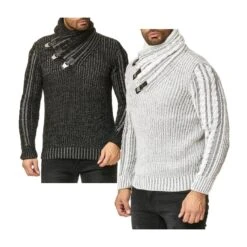 Red Bridge Herren Strickpullover Schalkragen Hoher Stehkragen