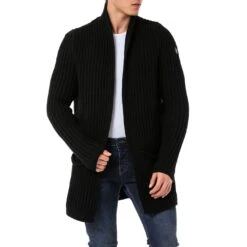 EA7 Geschaft 40 Red Bridge Herren Cardigan Strickjacke Long Cut
