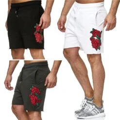 EA7 Geschaft 19 Red Bridge Herren Short Kurze Hose Sweatpant Jogginghose Stiched Flowers