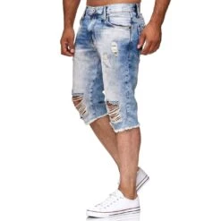 EA7 Geschaft -EA7 Geschaft m4846 red bridge herren jeans short kurze hose 3 4 destroyed denim hellblau m48462
