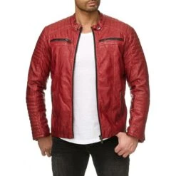 EA7 Geschaft -EA7 Geschaft m6028 red red bridge herren vintage biker jacke kunst lederjacke rot m60282