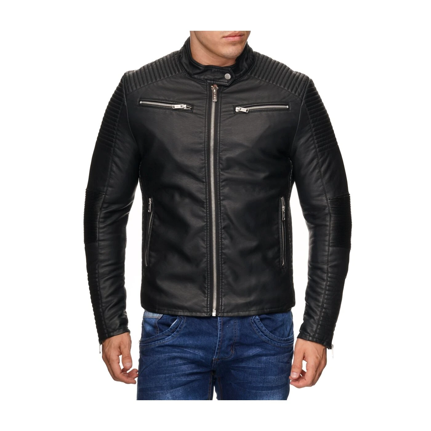 Red Bridge Herren Biker Jacke Kunst- Lederjacke Bikerjacke Schwarz 5 Red Bridge Herren Biker Jacke Kunst- Lederjacke Bikerjacke Schwarz – Bild 3