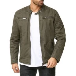 Red Bridge Herren Jacke Übergangsjacke Bikerjacke Gesteppt Dunkelkhaki