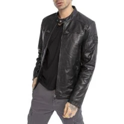 EA7 Geschaft -EA7 Geschaft m6126 red bridge herren lederjacke jacke echtleder clean biker m6126 52