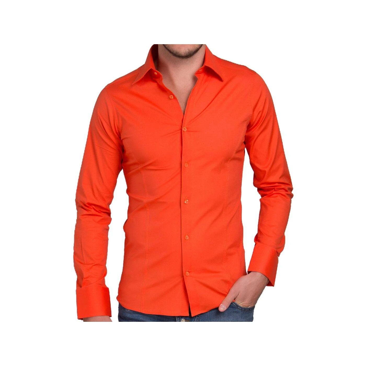 Red Bridge Herren Basic Design Slim Fit Langarm Hemd Coral 5 Red Bridge Herren Basic Design Slim Fit Langarm Hemd Coral – Bild 3