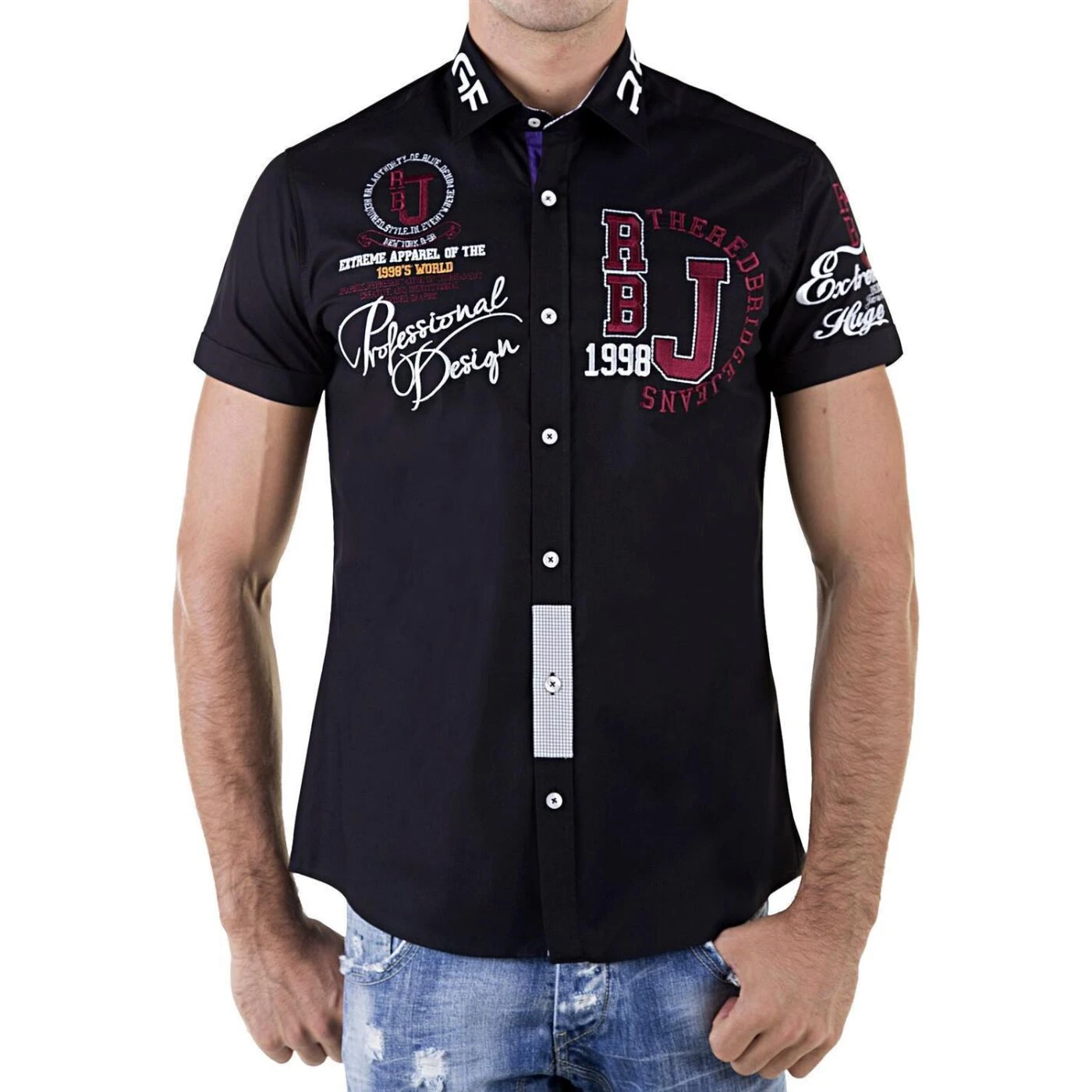 Red Bridge Herren Professionel Design Slim Fit Kurzarm Hemd Schwarz 3 Red Bridge Herren Professionel Design Slim Fit Kurzarm Hemd Schwarz