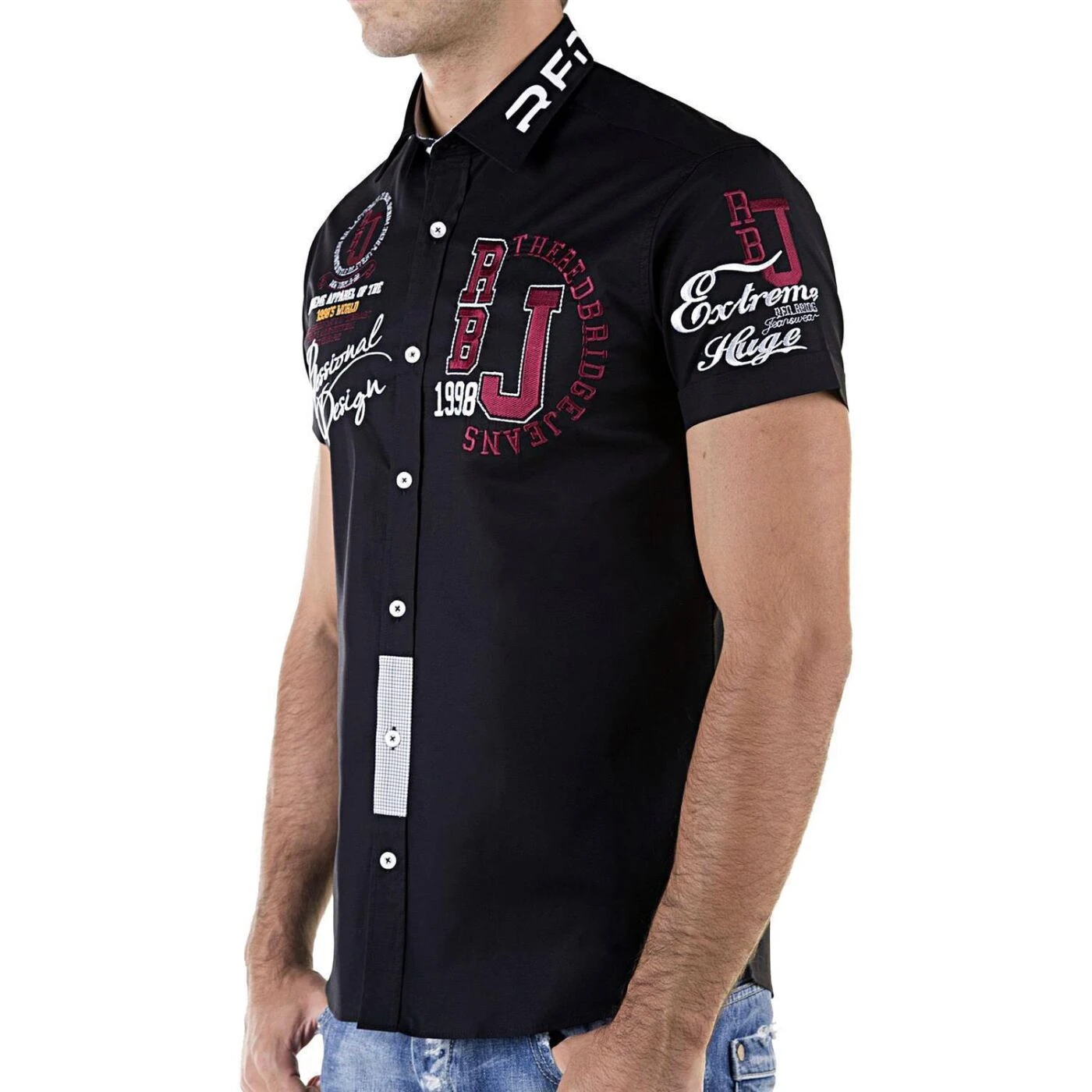 Red Bridge Herren Professionel Design Slim Fit Kurzarm Hemd Schwarz 4 Red Bridge Herren Professionel Design Slim Fit Kurzarm Hemd Schwarz – Bild 2