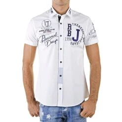 Red Bridge Herren Professionel Design Slim Fit Kurzarm Hemd Weiss