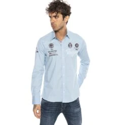 Red Bridge Herren R-Style Design Regular Fit Langarm Hemd Hellblau