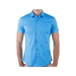 Red Bridge Herren Basic Design Slim Fit Kurzarm Hemd Blau