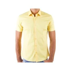 Red Bridge Herren Basic Design Slim Fit Kurzarm Hemd Gelb