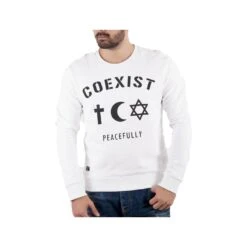 Red Bridge Herren Pullover Sweat Longsleeve Coexist Religion Weltfrieden Sweatshirt Weiß