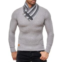 Red Bridge Herren Supple Strickpullover Pullover Mit Klappkragen Grau