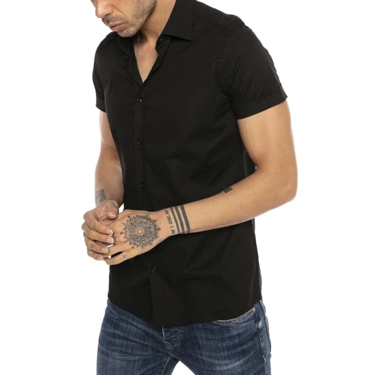 EA7 Geschaft 52 EA7 Geschaft -EA7 Geschaft r 2156 black red bridge herren basic design slim fit kurzarm hemd schwarz r 2156 768x768 1